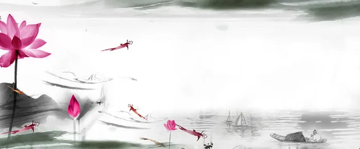 中国风荷花海报banner背景高清