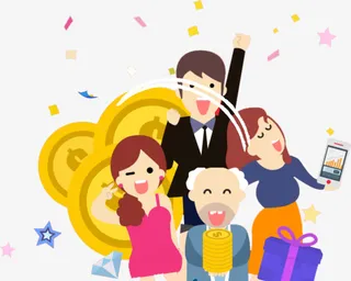 中奖的人们卡通图免抠