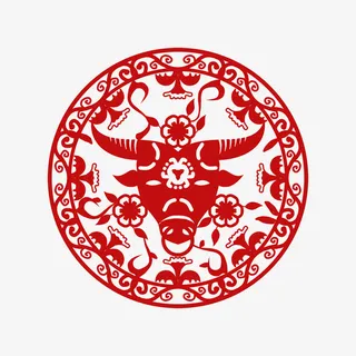 牛头窗花剪纸免抠