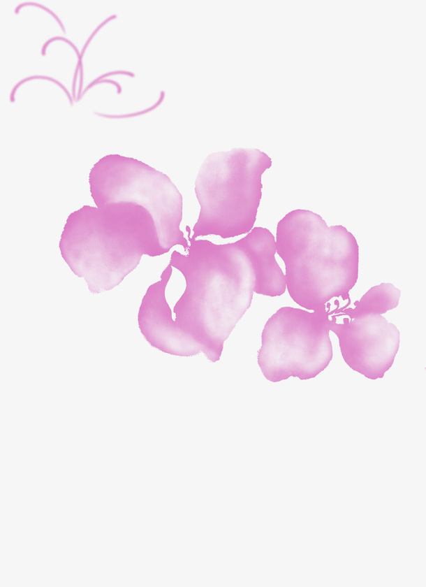 紫色水墨鲜花免抠