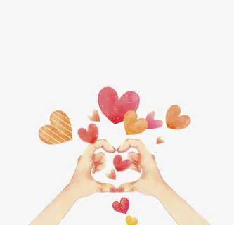 卡通手绘双手比心免抠