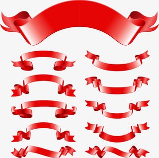 红色矢量可印刷卷轴免抠