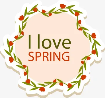 我爱春天黄色标签免抠