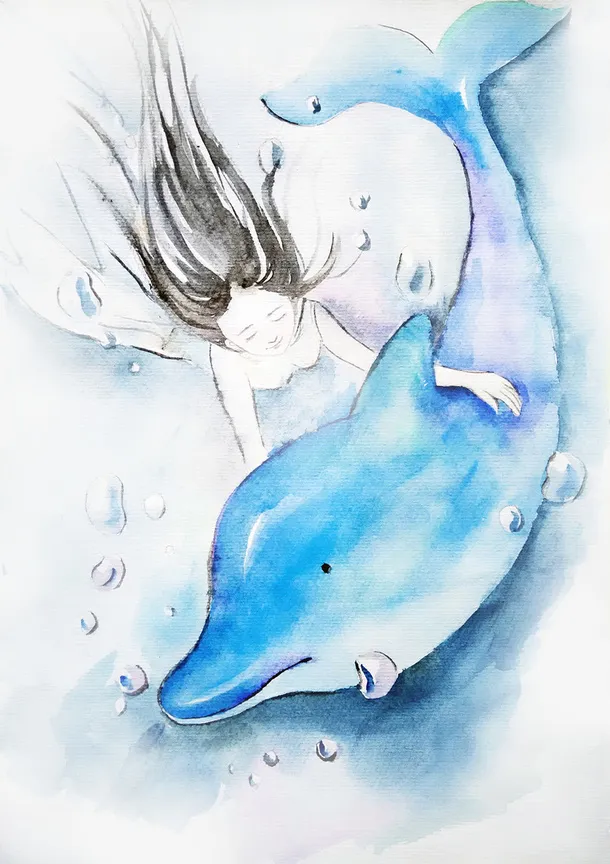手绘水彩治愈系插画插图世界海洋免抠