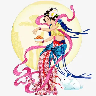 中秋节之嫦娥奔月装饰免抠