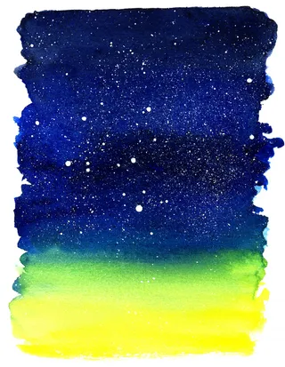 蓝黄渐变水墨星空背景素材高清