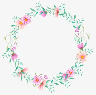 手绘清新森系花环免抠