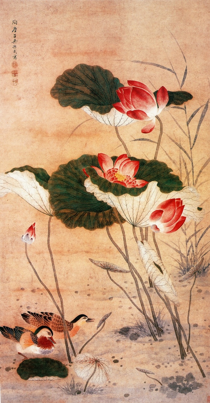 荷塘古风国画高清