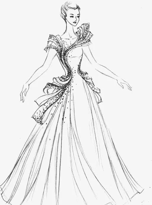 性感礼服设计插画稿免抠