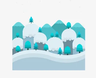 扁平可爱的冬日景色免抠