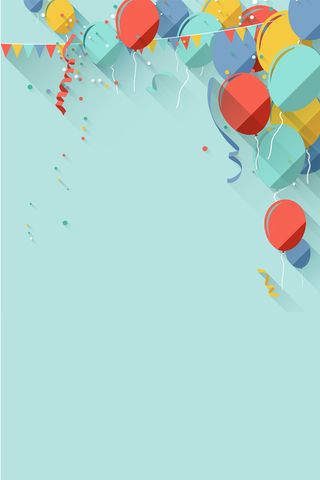 绿色简约剪纸气球生日快乐广告海报高清