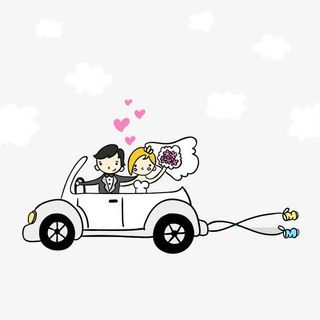 婚车简笔画素材免抠
