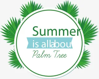 手掌树叶标题框免抠