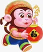 手绘可爱小猴子灯笼免抠