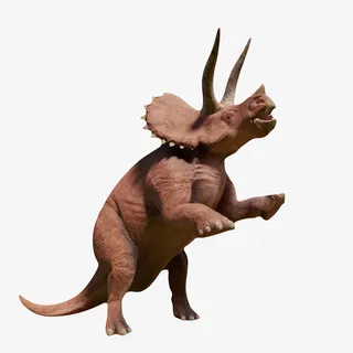 红色站立着的三角龙灭绝生物实物免抠