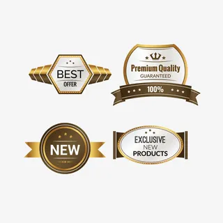矢量金色标签免抠