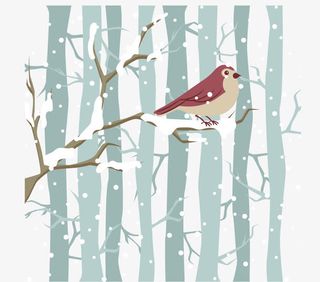 树枝雪景矢量初雪素材免抠