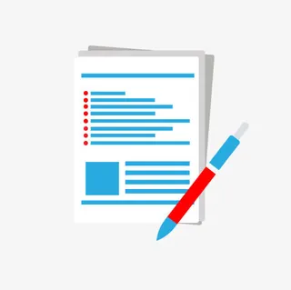 卡通版书本和钢笔免抠