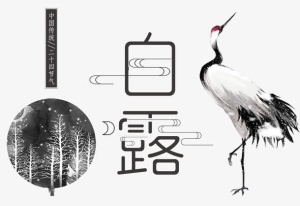 极简黑白二十四节气白露海报设计免抠