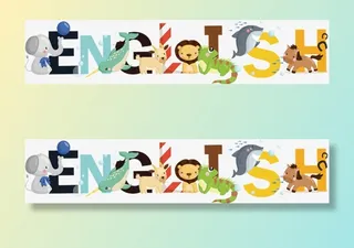 English英语卡通动物免抠字体元素