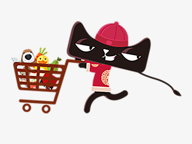 推着购物车的天猫形象设计LOG免抠