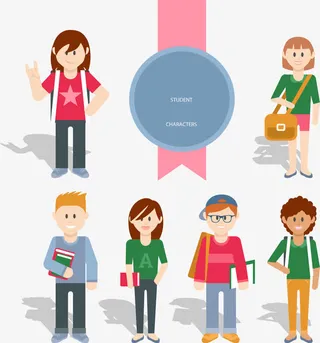 矢量手绘扁平人物免抠