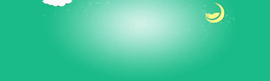 绿色卡通梦幻云朵月亮免抠