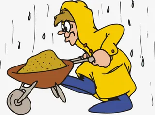 卡通雨天工地干活免抠