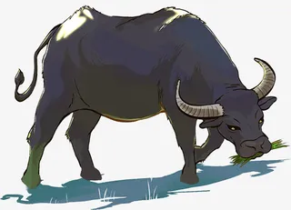 清明节牛吃草元素免抠