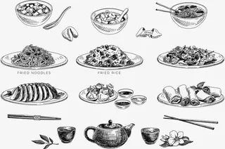 手绘素描中国菜插画免抠