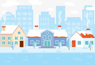 雪地房屋矢量免抠