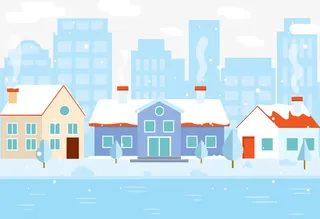 雪地房屋矢量免抠
