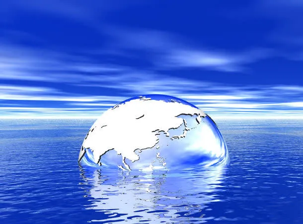 半个浸入水中的地球高清免抠