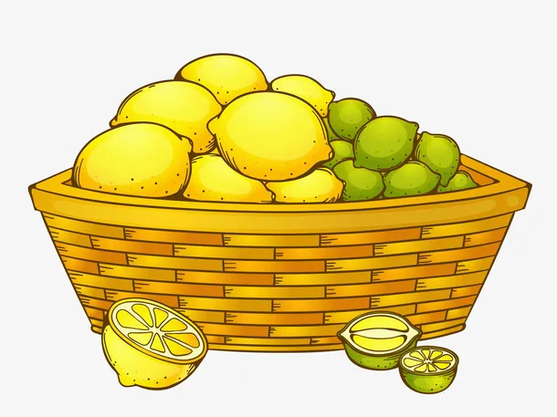 一篮柠檬插画免抠