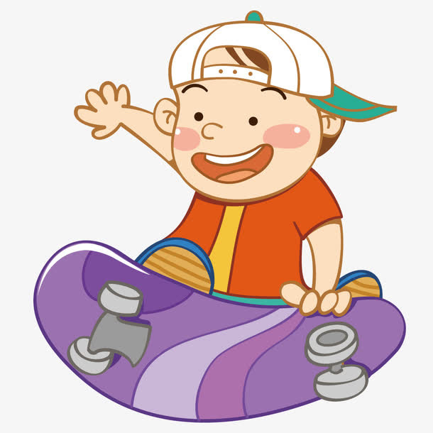 可爱的滑板少年免抠