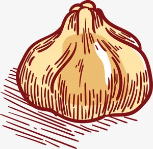 黄色手绘的包子元素免抠