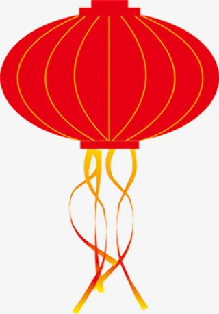 手绘红色灯笼春节卡片免抠