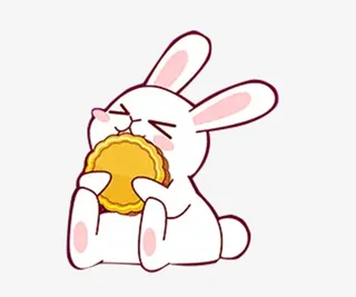 卡通手绘可爱的兔子吃月饼免抠