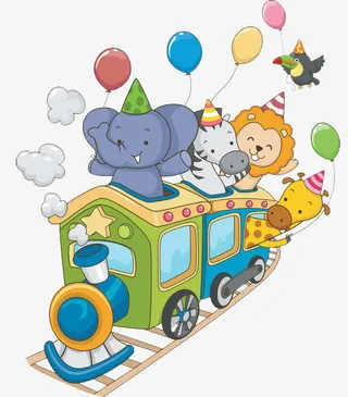 行驶的火车上的动物免抠