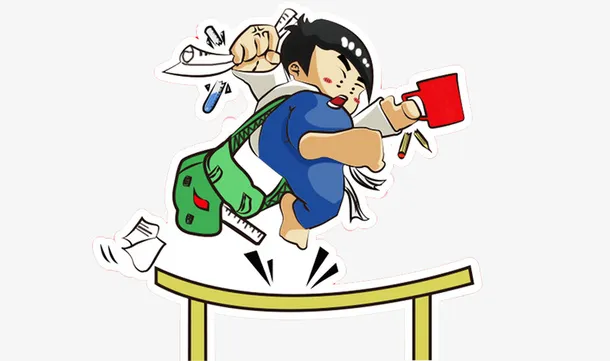 卡通漫画人物高考奋斗必胜免抠