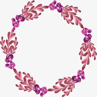 水彩紫色树枝花环免抠