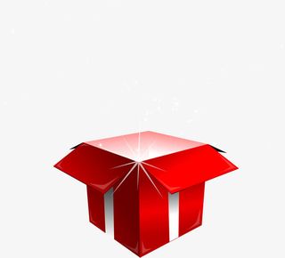 手绘红色圣诞节礼盒装饰免抠