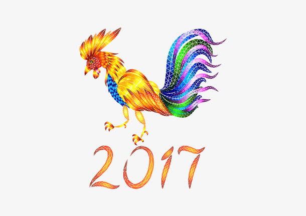 2017新年快乐装饰元素鸡年免抠