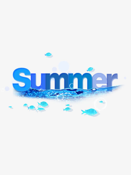 蓝色summer艺术字素材免抠