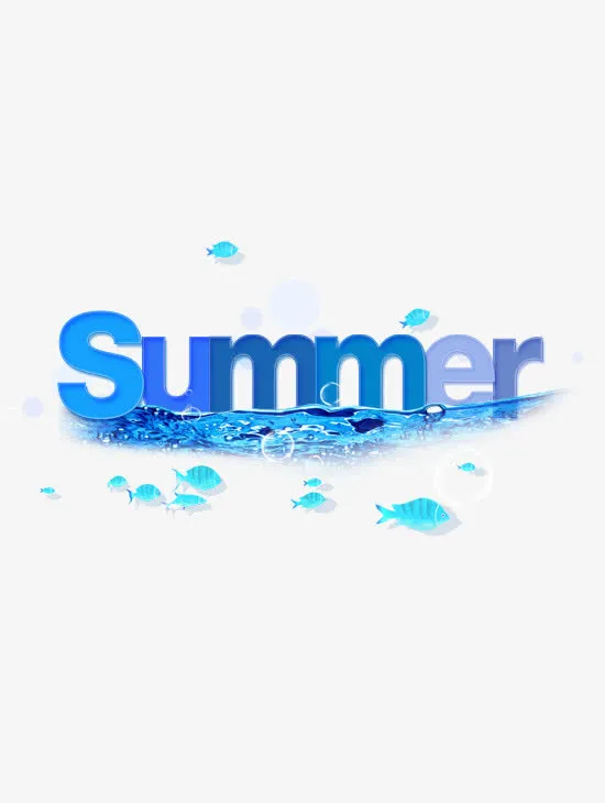 蓝色summer艺术字素材免抠
