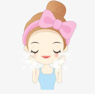 卡通洗脸的美少女免抠