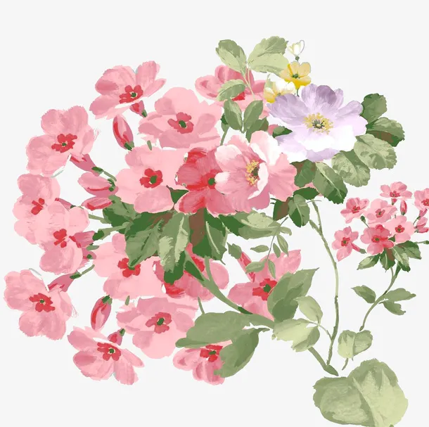 缤纷多色手绘小花朵免抠