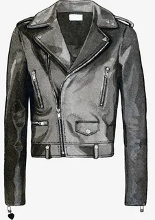 手绘水彩黑色女士上衣免抠