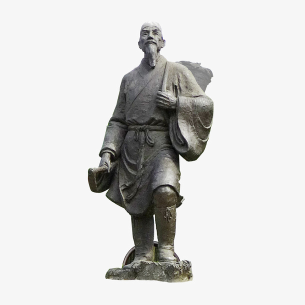 石头雕塑李时珍人物刻画免抠