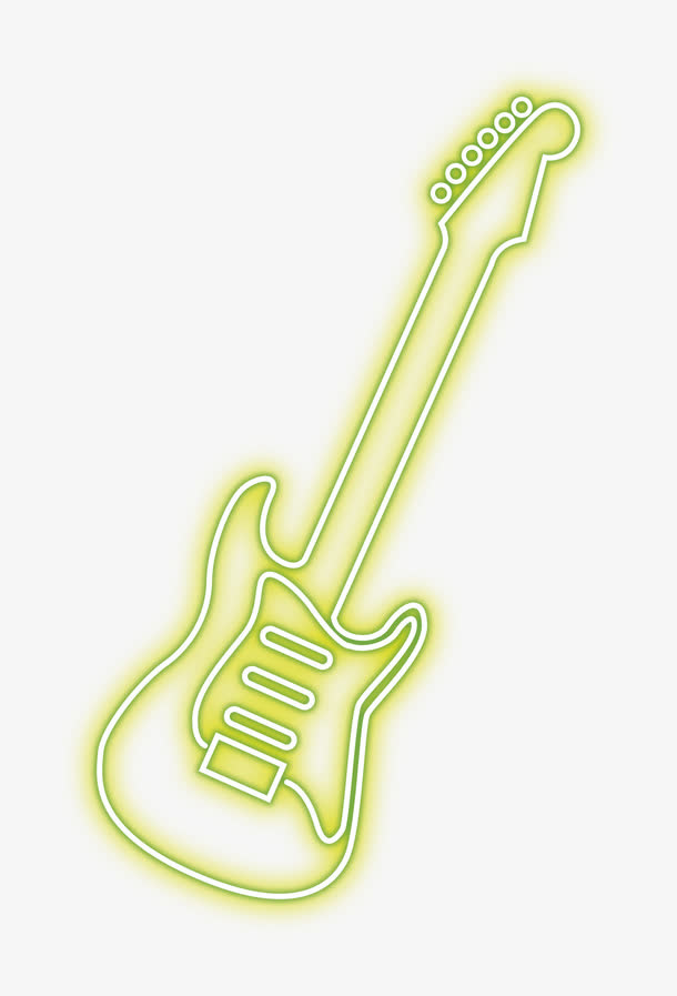 绿色闪耀吉他免抠